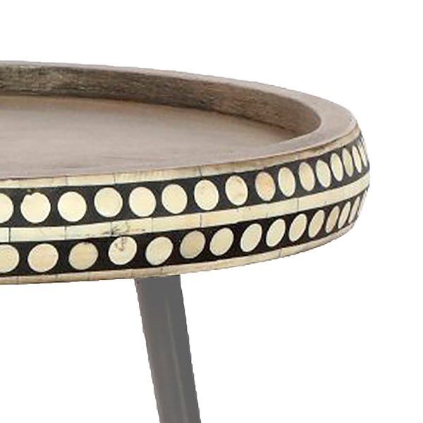 Beistelltisch Leandro - Mango massiv / Metall - Mango /Gold / Schwarz