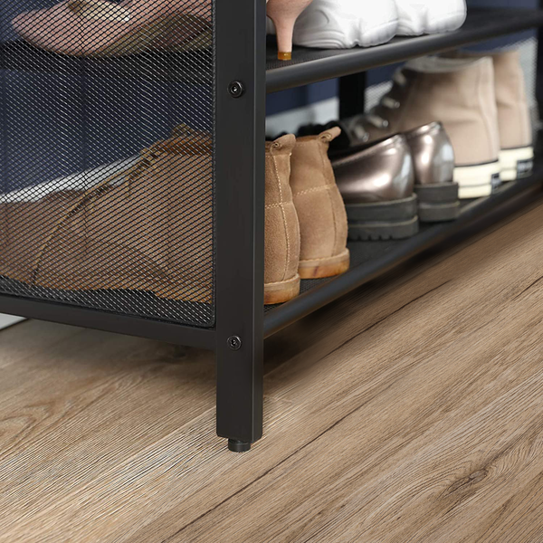 Schuhbank Buxhall - Kunstleder / Metall - Schwarz / Braun