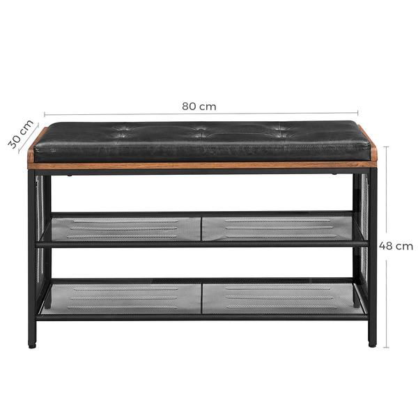 Schuhbank Buxhall - Kunstleder / Metall - Schwarz / Braun