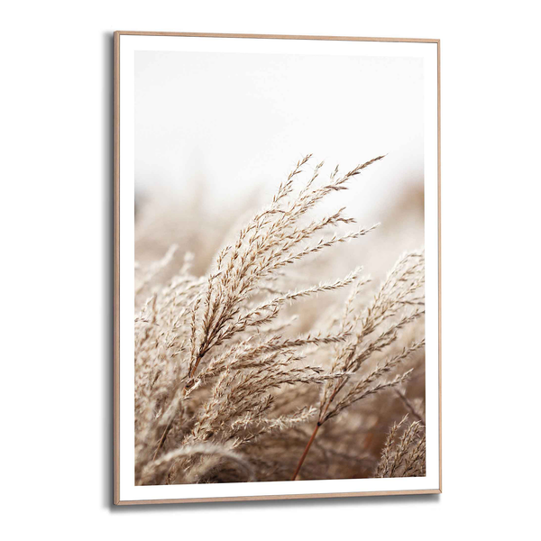 Gerahmtes Bild Strand Meer Dünen - Print in Holzrahmen - Beige