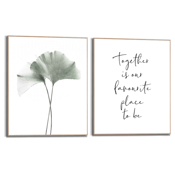 Wandbilder Set Botanisch (2-tlg.) - Print in Holzrahmen - Grün