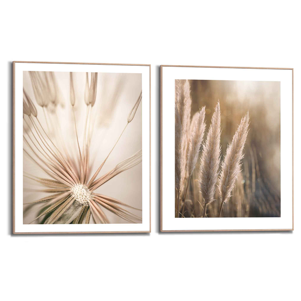 Wandbilder Set Natur (2-tlg.) - Print in Holzrahmen - Beige
