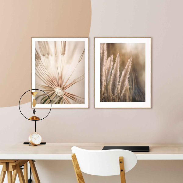 Wandbilder Set Natur (2-tlg.) - Print in Holzrahmen - Beige
