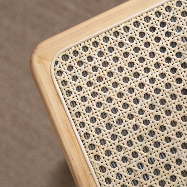 Bürostuhl Ramon - Rattan / Buche massiv / Stahl - Beige / Buche / Chrom