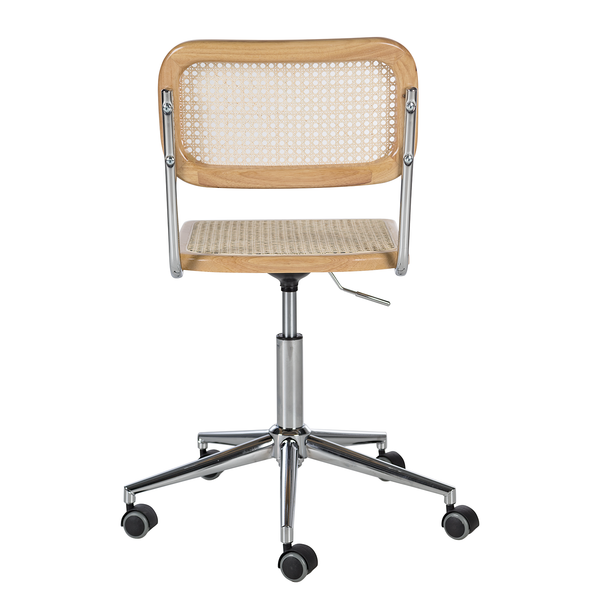 Bürostuhl Ramon - Rattan / Buche massiv / Stahl - Beige / Buche / Chrom