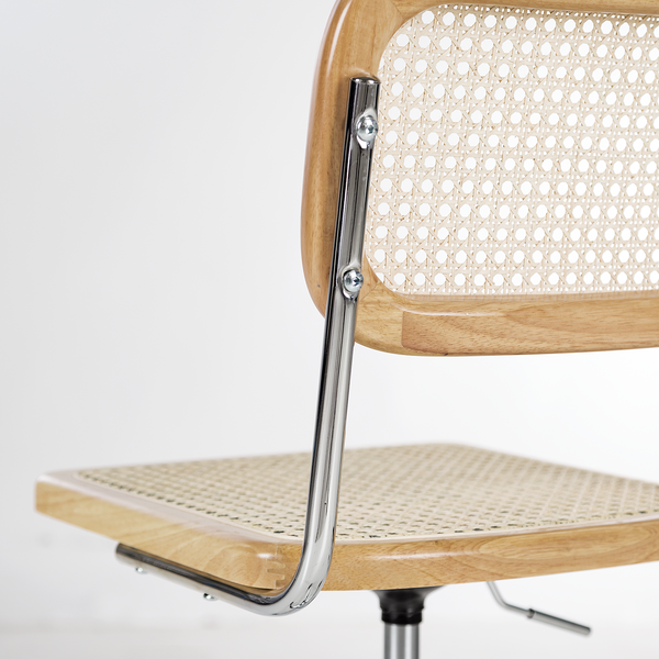 Bürostuhl Ramon - Rattan / Buche massiv / Stahl - Beige / Buche / Chrom