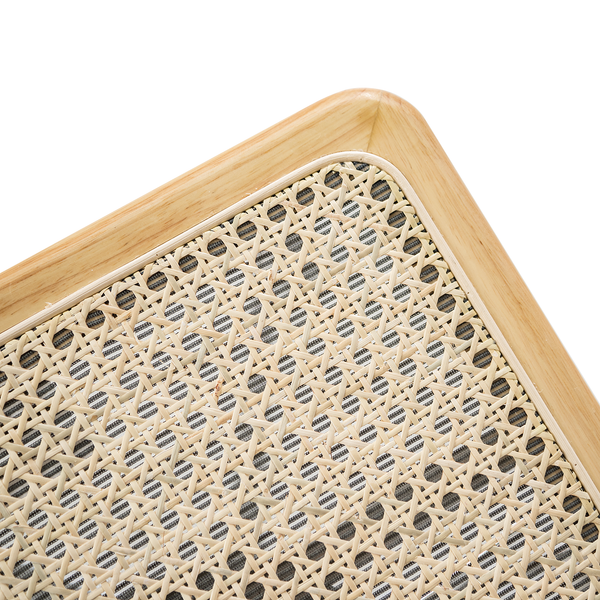 Bürostuhl Ramon - Rattan / Buche massiv / Stahl - Beige / Buche / Chrom