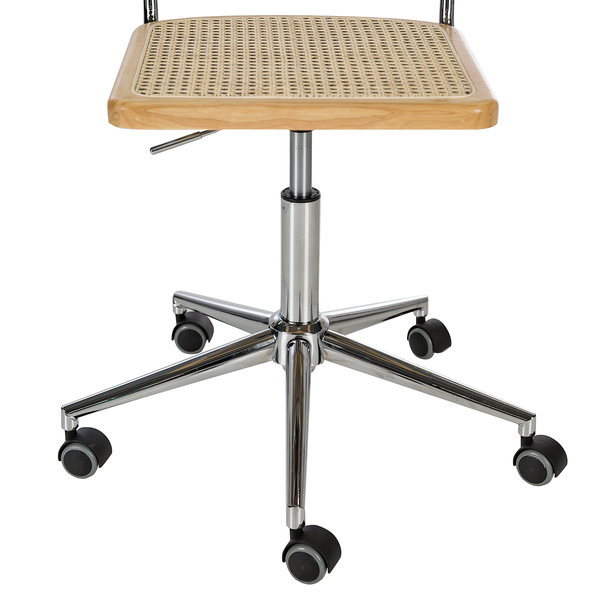 Bürostuhl Ramon - Rattan / Buche massiv / Stahl - Beige / Buche / Chrom