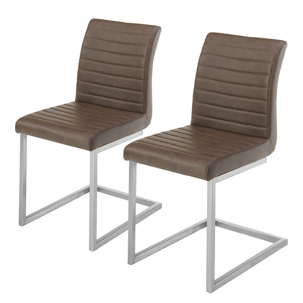 Freischwinger Finga I (2er-Set) - Vintage Kunstleder Kasai: Braun - Edelstahl