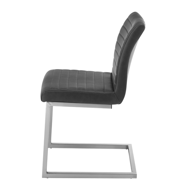 Freischwinger Finga I (2er-Set) - Vintage Kunstleder Kasai: Grau - Edelstahl
