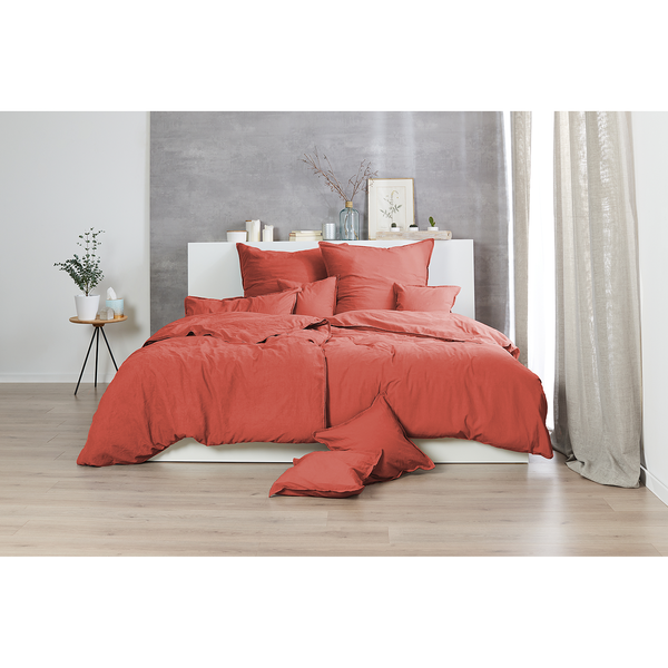 Renforce-Bettwäsche Stonewashed Pure - Baumwolle - 135 x 200 cm + Kissen 80 x 80 cm