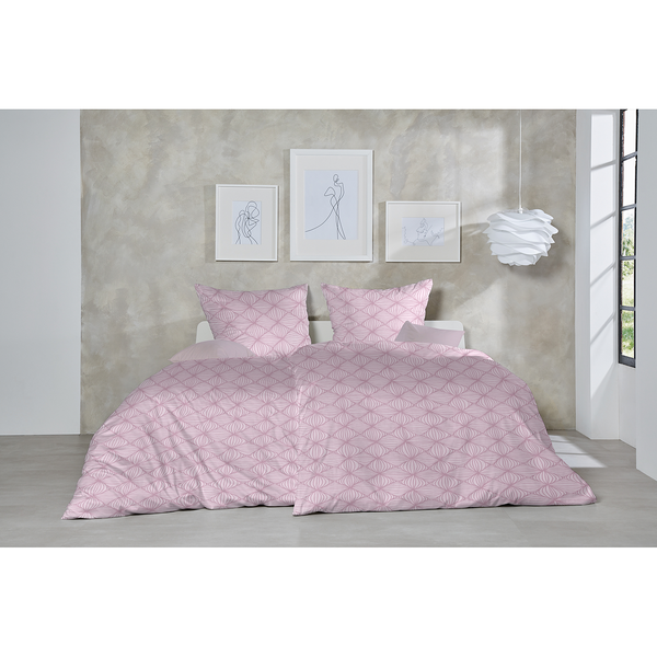 Biber-Bettwäsche Rosarot - Biber - Rosa - 155 x 220 cm + Kissen 80 x 80 cm