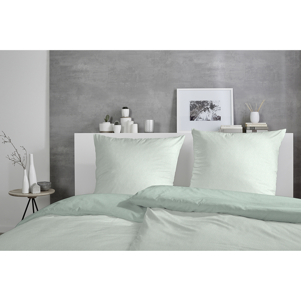 Edelflanell-Bettwäsche Uni-Kat - Edel-Flanell - Grün - 240 x 220 cm + 2 Kissen 80 x 80 cm