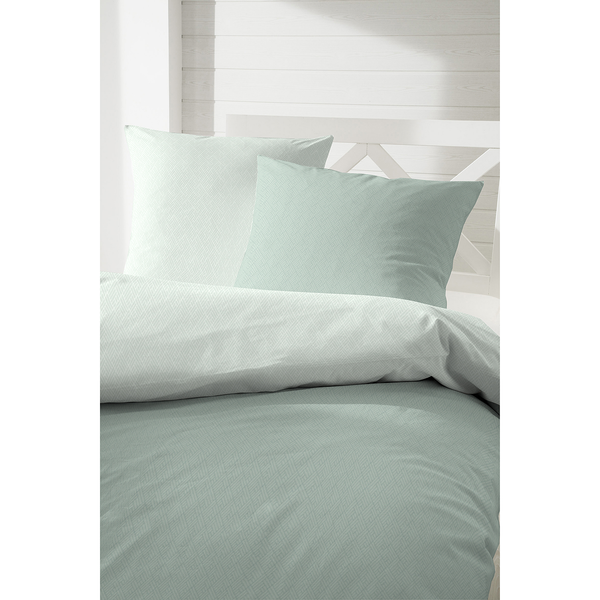 Edelflanell-Bettwäsche Uni-Kat - Edel-Flanell - Grün - 240 x 220 cm + 2 Kissen 80 x 80 cm