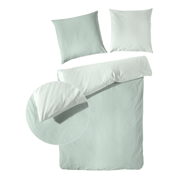 Edelflanell-Bettwäsche Uni-Kat - Edel-Flanell - Grün - 240 x 220 cm + 2 Kissen 80 x 80 cm