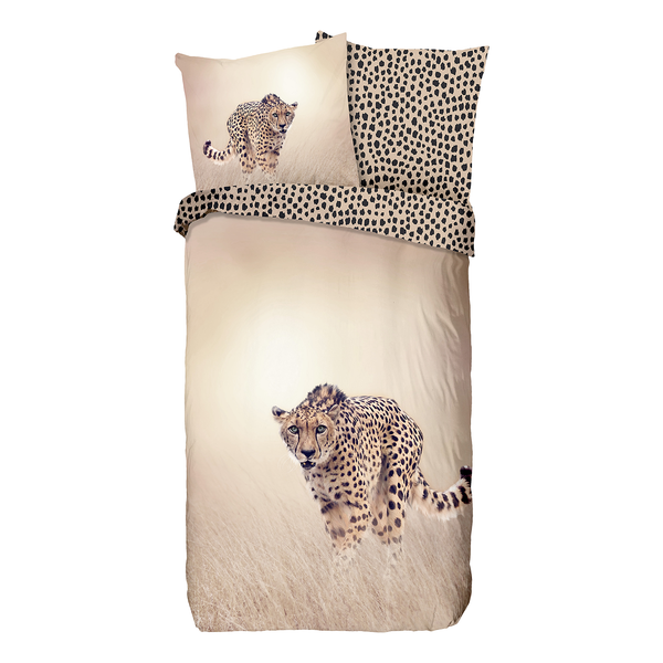Bettwäsche Cheetah - Baumwolle - Sand - 155 x 200 cm + Kissen 80 x 80 cm