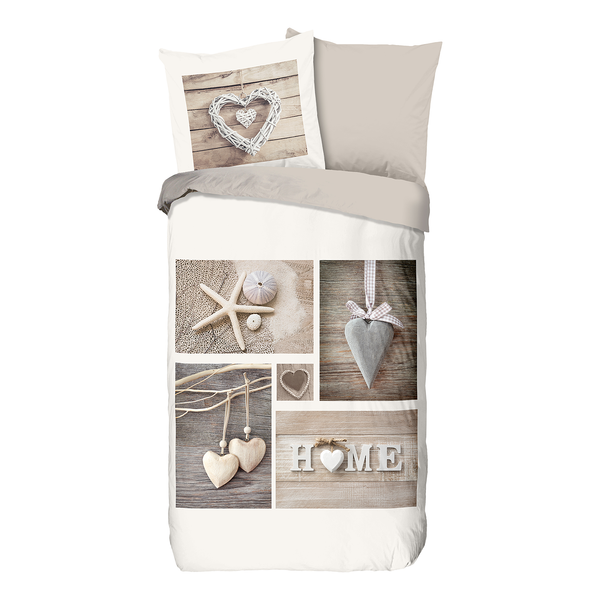 Bettwäsche Home - Microfaser - Sand - 135 x 200 cm + Kissen 80 x 80 cm