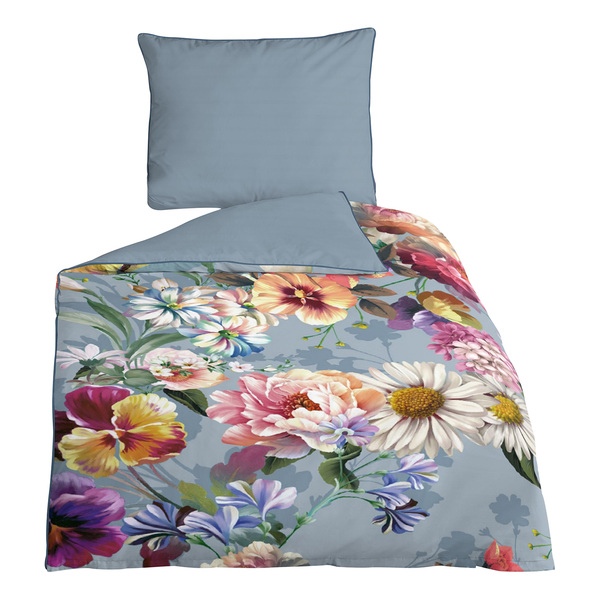 Bettwäsche Novara - Organic Baumwolle -Satin - Grau - 135 x 200 cm + Kissen 80 x 80 cm