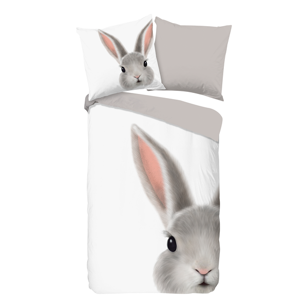 Bettwäsche Roger - Baumwolle - Grau - 135 x 200 cm + Kissen 80 x 80 cm