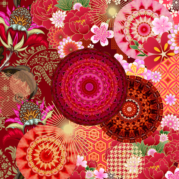 Bettwäsche Yuki - Baumwolle-Satin - Rot - 140 x 200/220 cm + Kissen 70 x 60 cm