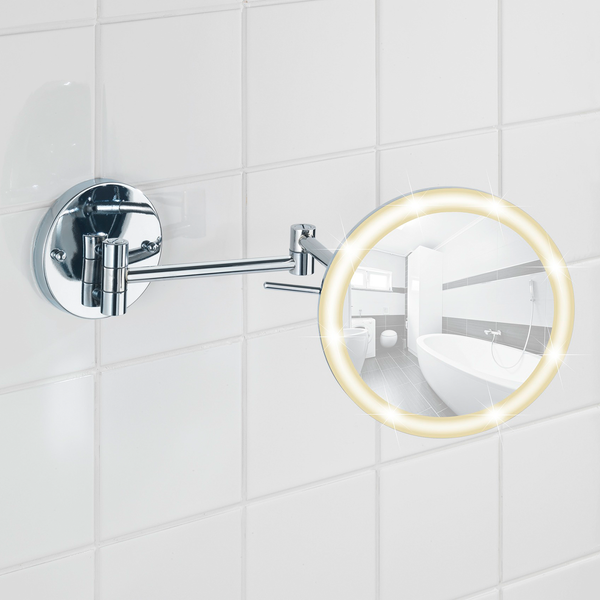 Power-Loc LED-Wandspiegel Aura - 5-fache Vergrößerung - Chrom