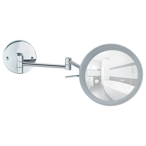 Power-Loc LED-Wandspiegel Aura - 5-fache Vergrößerung - Chrom