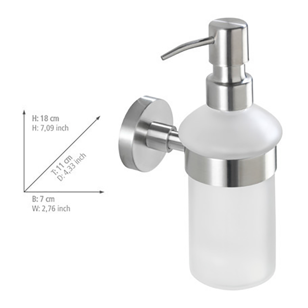 Seifenspender Bosio - Milchglas / Edelstahl - Füllmenge: 200 ml - Matt