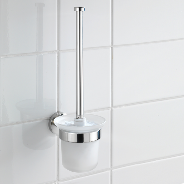 WC-Bürste Bosio I - Milchglas / Edelstahl - Silber