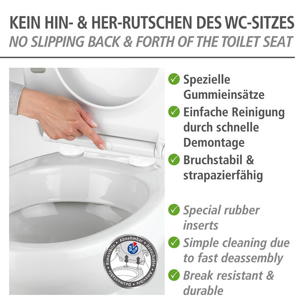 Premium WC-Sitz Kos - Edelstahl / Polypropylen - Schwarz - Schwarz