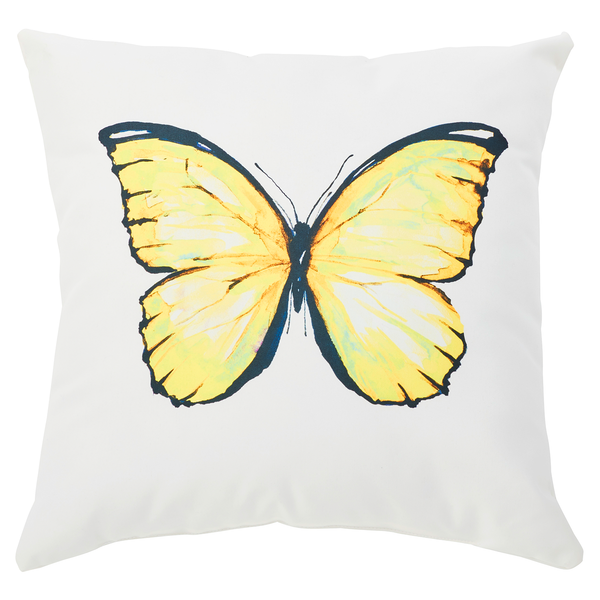 Dekokissen Butterfly - Mischgewebe - Gelb / Weiß