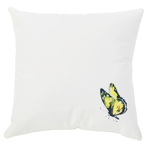 Dekokissen Butterfly - Mischgewebe - Gelb / Weiß