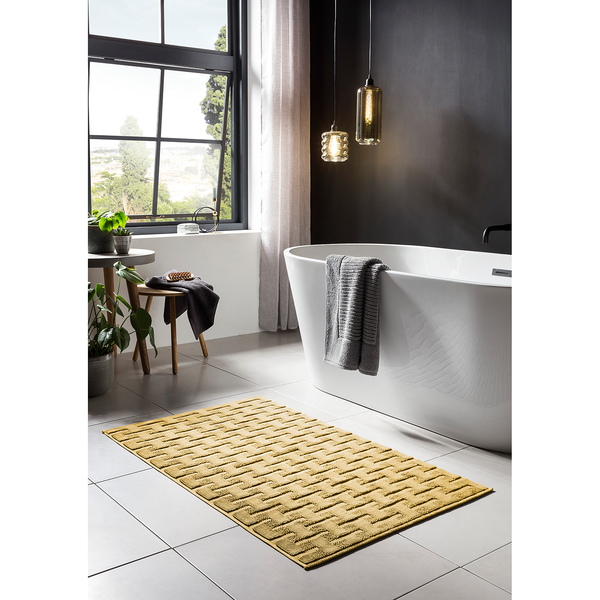 Badteppich Delia - Baumwollstoff - Gold - 70 x 120 cm