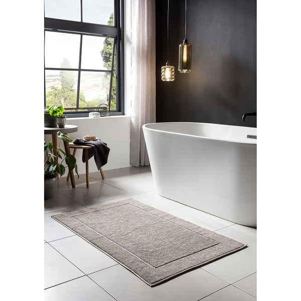 Badteppich Damian - Baumwollstoff - Taupe - 70 x 120 cm