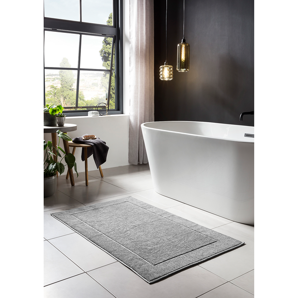 Badteppich Damian - Baumwollstoff - Silber - 70 x 120 cm