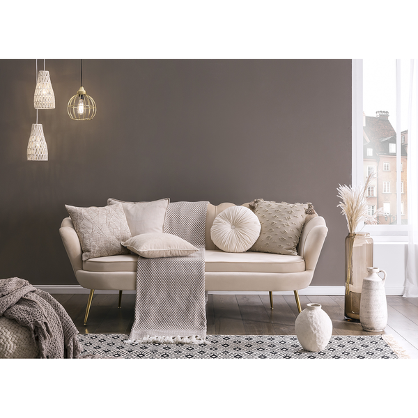 Kissenhülle Leaf Lines - Mischgewebe - Beige / Braun