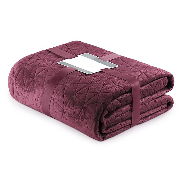 Tagesdecke Aila I - Polyester / Velvet - Rosa / Bordeaux - 200 x 220 cm