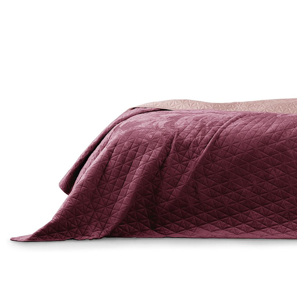 Tagesdecke Aila I - Polyester / Velvet - Rosa / Bordeaux - 240 x 260 cm