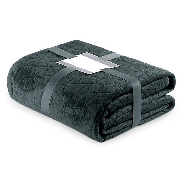 Tagesdecke Aila I - Polyester / Velvet - Dunkelgrau / Silber - 240 x 260 cm
