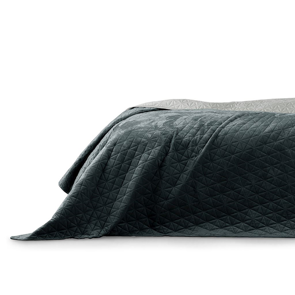 Tagesdecke Aila I - Polyester / Velvet - Dunkelgrau / Silber - 240 x 260 cm