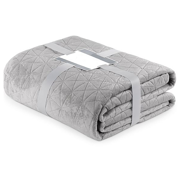 Tagesdecke Aila II - Polyester / Velvet - Silber - 240 x 260 cm