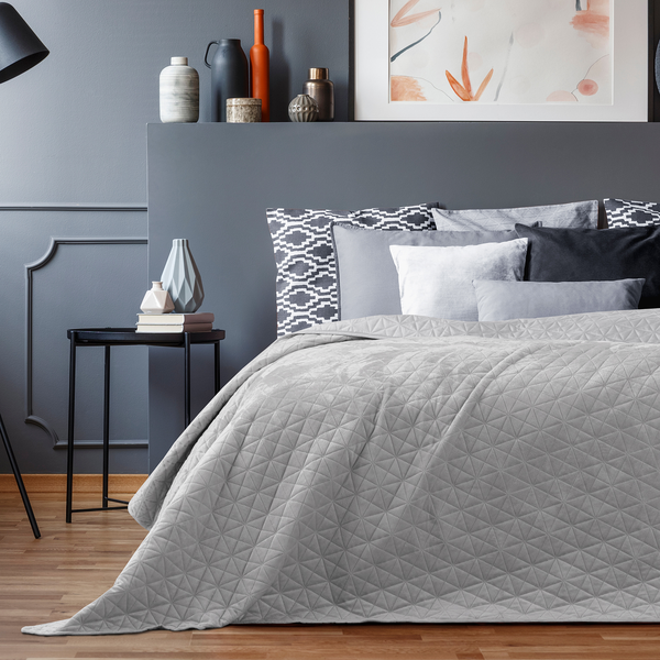 Tagesdecke Aila II - Polyester / Velvet - Silber - 240 x 260 cm
