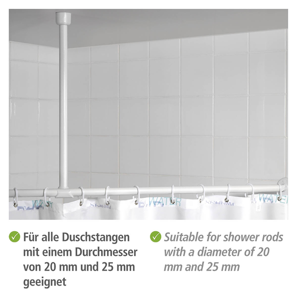 Deckenstütze für Duschstange - Aluminium / Kunststoff - Weiß