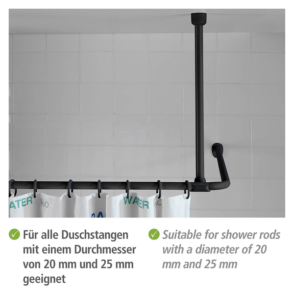 Deckenstütze für Duschstange - Aluminium / Kunststoff - Schwarz