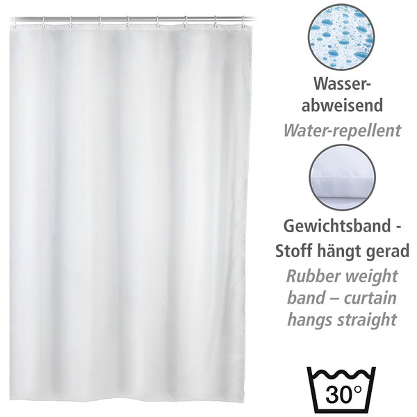 Duschvorhang Uni III - Polyester - Weiß