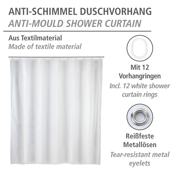 Duschvorhang Uni III - Polyester - Weiß