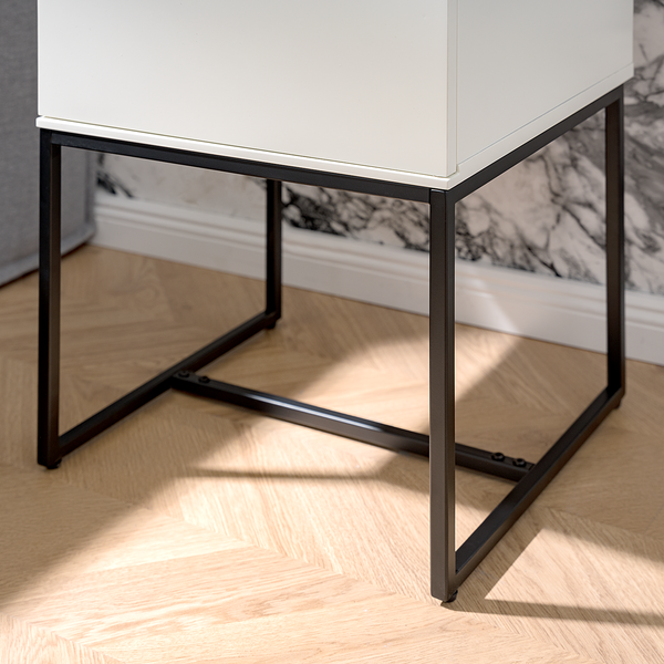 Nachtkommode Zaddy 75 cm - Weiß / Schwarz