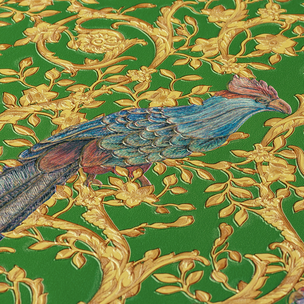 Vliestapete Vögel - Vlies - Grün / Gold