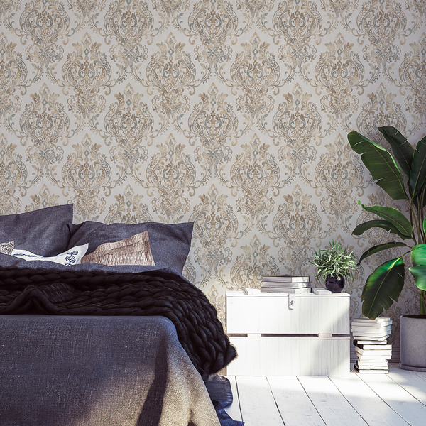 Vliestapete Olga - Vlies - Beige / Rosa