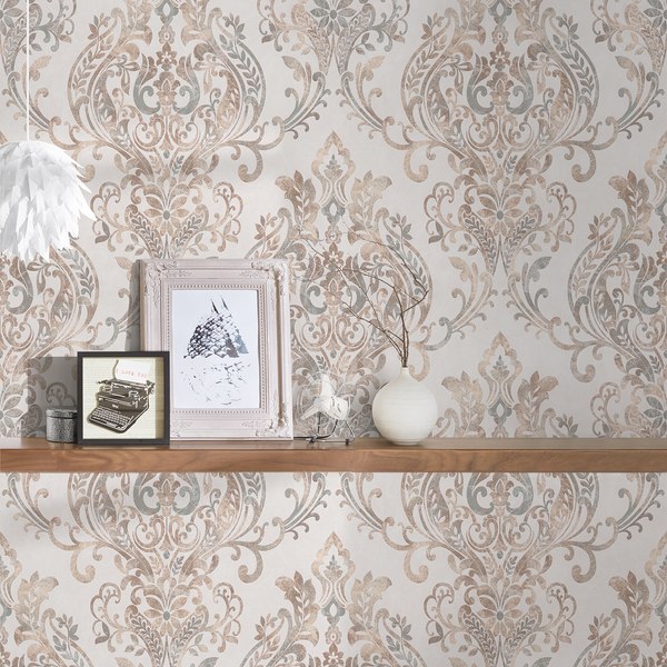 Vliestapete Olga - Vlies - Beige / Rosa