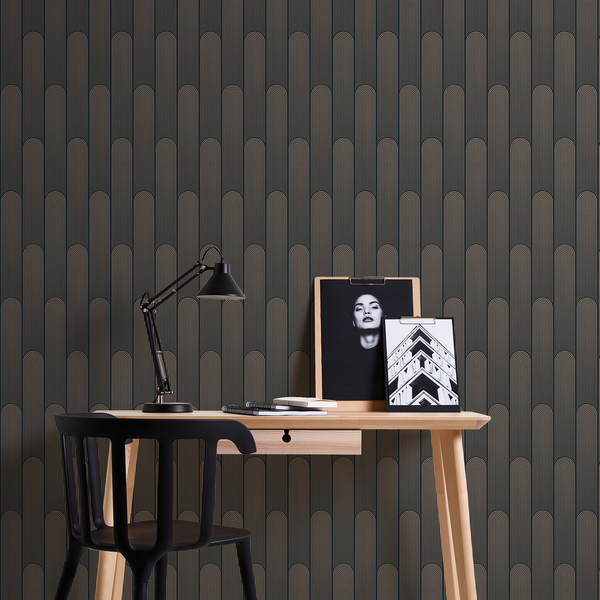 Vliestapete Art Deco Retro - Vlies - Schwarz